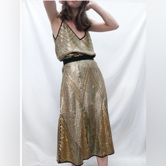 Zara Special Edition Two-Piece Black & Gold Sequin Top &...